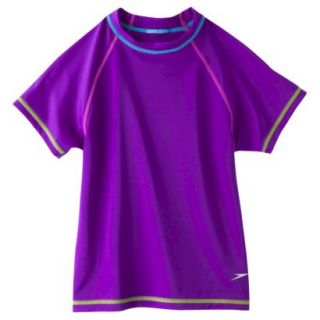 Speedo Girls Short Sleeve Rashguard   Purple XL