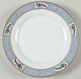 Haviland Rani Luncheon Plate, Fine China Dinnerware   Theo,Blue Edge, Birds On R
