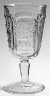 McKee Deer And Pine Tree Water Goblet   Pressed Glass, Deer  Pine Tree Design