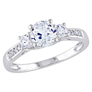 0.05 Carat Diamond and White Sapphire 3 Stone in 10K White Gold Ring (Size 5)