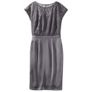 TEVOLIO Petites Lace Bodice Dress   Gray 10P