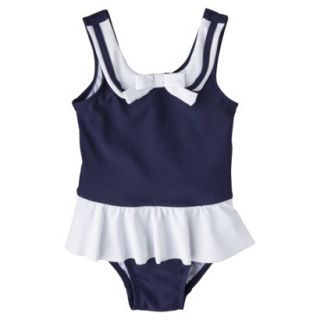 Circo Infant Toddler Girls 1 Piece Sailor Swimsuit   Navy 2T