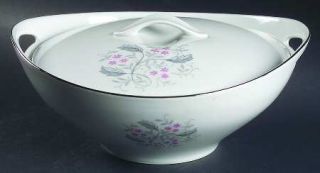 Treasure Chest Medley Round Covered Vegetable, Fine China Dinnerware   Pink Flow