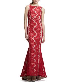 Womens Jae Open Back Lace Gown, Red   Alice + Olivia