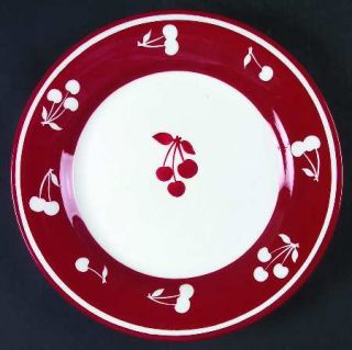 Sonoma Home Cherries Jubilee Dinner Plate, Fine China Dinnerware   Red & White F