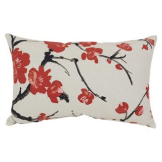 Flowering Branch Rectangle Pillow   Beige/Red (11.5x18.5)