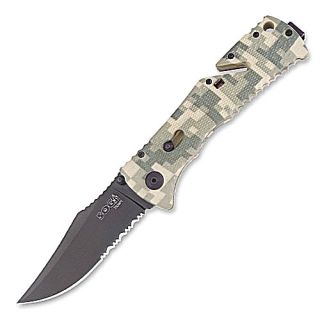 SOG Knives TF10 SOG Trident Partially Serrated Folding Knife Black TiNi Blade w/ Digi Camo Handle