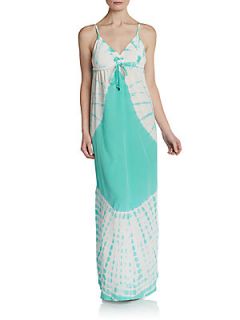 Tie Dye Silk Maxi Dress   Seafoam