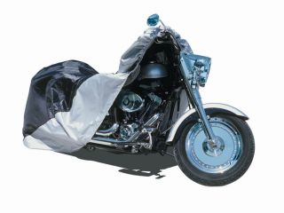 Large Black/silver Nylon Motorcycle Cover (fits 500cc 1,100cc Bike)