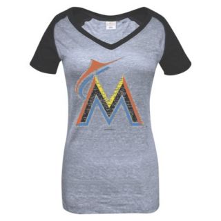MLB Womens Miami Marlins T Shirt   Grey/Black (XL)