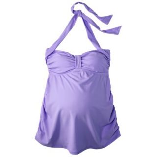 Womens Maternity Cinched Halter Tankini Swim Top   Periwinkle S