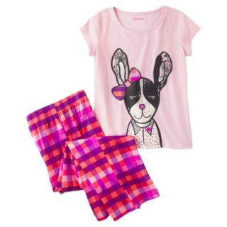 Xhilaration Girls 2 Piece Short Sleeve Cat Pajama Set   Pink S