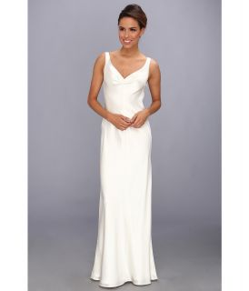 ABS Allen Schwartz Sleeveless V Neck Gown With Embellished Back Womens Dress (White)