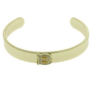 Womens B Initial Cuff Bracelet   Gold/Clear
