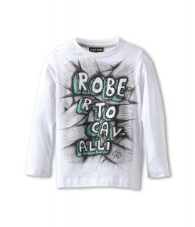 Roberto Cavalli Kids Z88010 Z9035 Boys L/S Tee w/ Print Boys T Shirt (White)