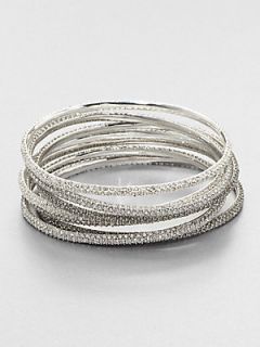 ABS by Allen Schwartz Jewelry Tri Tone Pavé Bangle Bracelet Set   Silver