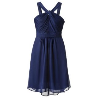 TEVOLIO Womens Plus Size Halter Neck Chiffon Dress   Academy Blue   22W