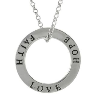Sterling Silver Faith Hope Love Circle Necklace   Silver
