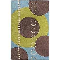 Hand tufted Contemporary Multi Colored Geometric Circles Mayflower Wool Abstract Rug (8 X 11)