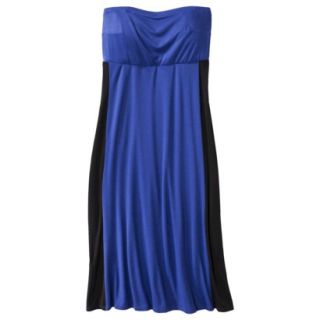 Pure Energy Womens Plus Size Strapless Maxi Dress   Blue/Black 4X