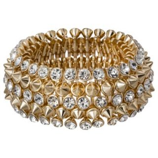 Capsule by C ra Spike Beaded Bracelet with Rhinestones   Gold