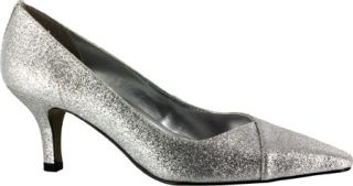 Womens Easy Street Chiffon   Silver Glitter Mid Heel Shoes