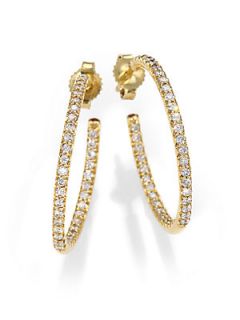 Roberto Coin Diamond & 18K Yellow Gold Hoop Earrings/1   Gold