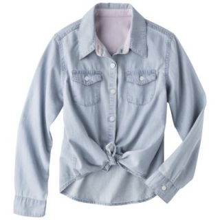 Cherokee Girls Button Down Shirt   Light Denim XL