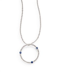 Diamond, Sapphire & 14K White Gold Necklace   Sapphire