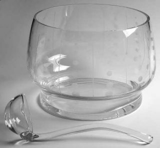 Mikasa Cheers Selections Punch Bowl with Ladle   Clear,Cut Lines,Dots,Rings,Thic