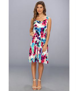 London Times Floral Printed Fit Flare Womens Dress (Multi)