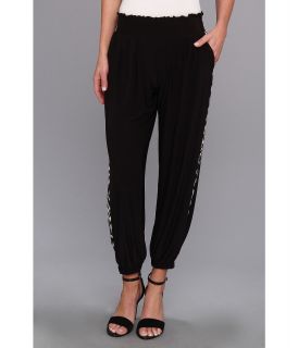 Tbags Los Angeles Harem Cropped Pants w/ Side Contrast Womens Casual Pants (Black)