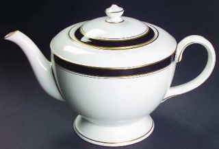 Royal Worcester Howard Black (Gold) Teapot & Lid, Fine China Dinnerware   Black