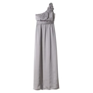 TEVOLIO Womens Satin One Shoulder Rosette Maxi Dress   Cement Gray   10