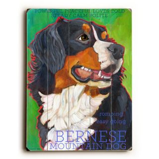 Artehouse Bernese Mountain Dog Green Wooden Wall Art   14W x 20H in.   0004 