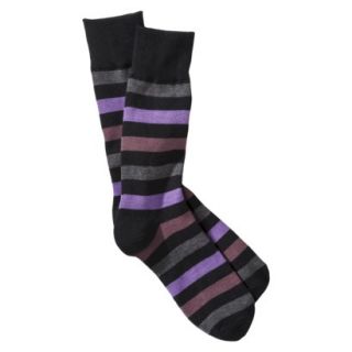 Merona Mens 1pk Dress Socks   Grey/Purple Rugby Stripes