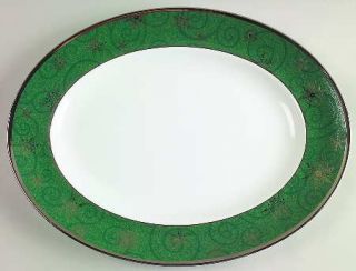 Wedgwood Sterling Holidays Green 14 Oval Serving Platter, Fine China Dinnerware