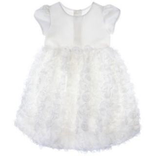 Rosenau Infant Toddler Girls Rosette Capsleeve Dress   Wht 12 M