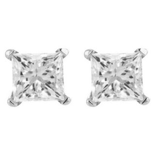 1/3 CT. T.W. Princess cut Diamond Stud Prong Set Earrings in 10K White Gold (IJ 
