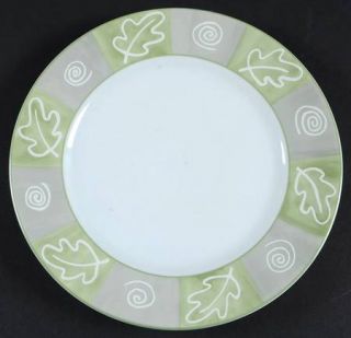 Studio Nova Leaf Collage Salad Plate, Fine China Dinnerware   Green&Gray Insets