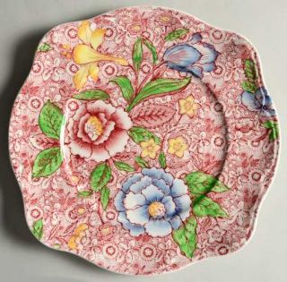 Johnson Brothers English Countryside Pink/Multiclr Square Salad Plate, Fine Chin