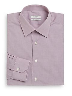 Micro Gingham Cotton Dress Shirt/Slim Fit   Pink Purple