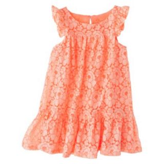 Cherokee Infant Toddler Girls Cap Sleeve Lace Shift Dress   Moxie Peach 5T