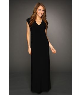KAMALIKULTURE Cap Sleeve Maxi Gown Womens Dress (Black)