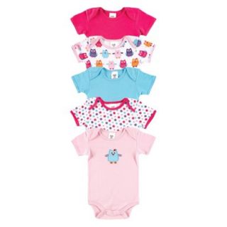 Luvable Friends Infant Girls 5 Pack Owl Bodysuit Set   Pink 3 6 M