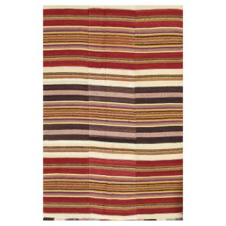 Apadana INC Vintage Striped Multi Color Rug   4.2 x 6.4 ft. Multicolor  