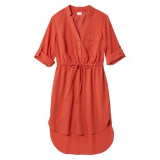 Merona Womens Drawstring Shirt Dress   Orange   XXL