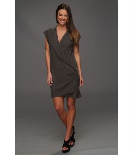 Halston Heritage Short Sleeve Wrap Front Dress Womens Dress (Gray)