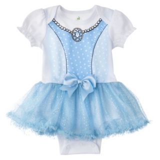 Disney Newborn Girls Cinderella Skirted Bodysuit   Blue 6 9 M
