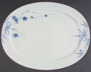 Calvin Klein Birch (Floral & Blue Band) 15 Oval Serving Platter, Fine China Din